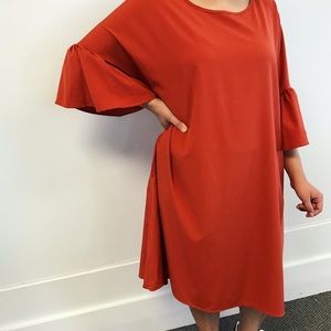 Orange/red bell sleeve dress